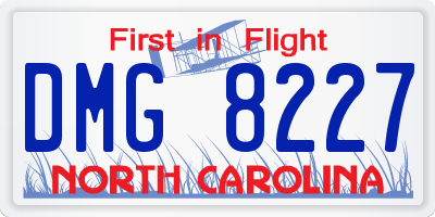 NC license plate DMG8227