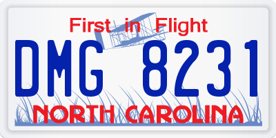 NC license plate DMG8231