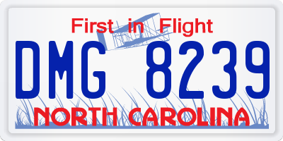 NC license plate DMG8239