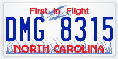 NC license plate DMG8315