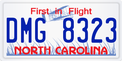 NC license plate DMG8323
