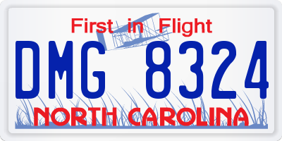 NC license plate DMG8324
