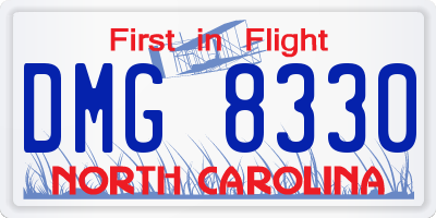 NC license plate DMG8330