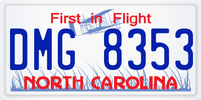 NC license plate DMG8353