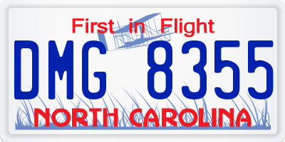 NC license plate DMG8355