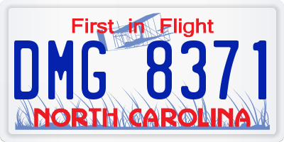 NC license plate DMG8371