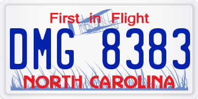 NC license plate DMG8383
