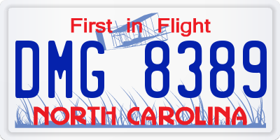NC license plate DMG8389