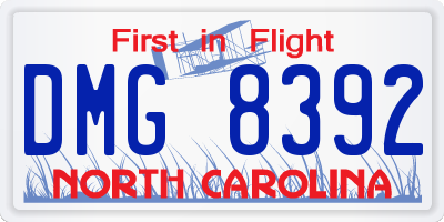 NC license plate DMG8392