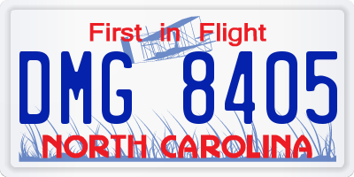 NC license plate DMG8405