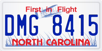 NC license plate DMG8415