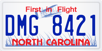 NC license plate DMG8421