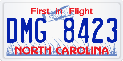 NC license plate DMG8423