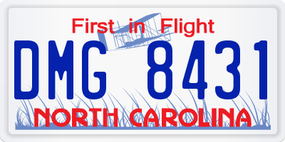 NC license plate DMG8431