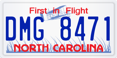 NC license plate DMG8471