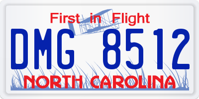 NC license plate DMG8512