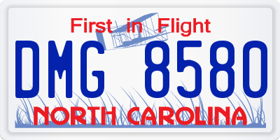 NC license plate DMG8580