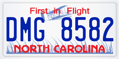 NC license plate DMG8582