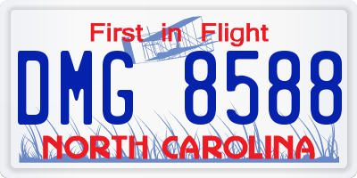NC license plate DMG8588