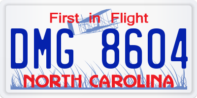 NC license plate DMG8604