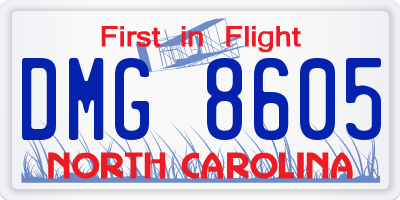 NC license plate DMG8605