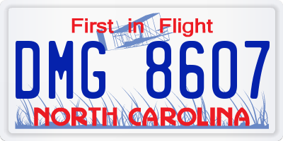 NC license plate DMG8607