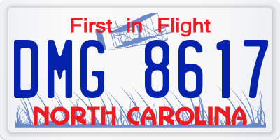 NC license plate DMG8617