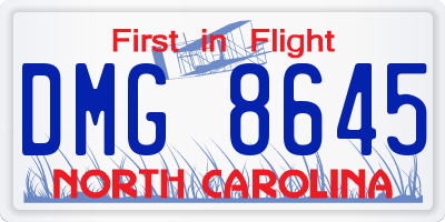 NC license plate DMG8645