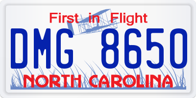 NC license plate DMG8650