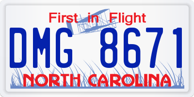 NC license plate DMG8671