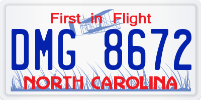 NC license plate DMG8672