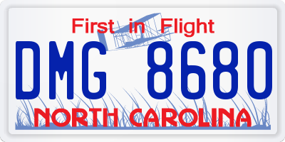 NC license plate DMG8680