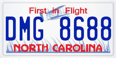 NC license plate DMG8688
