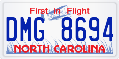 NC license plate DMG8694