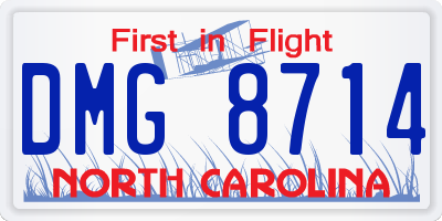 NC license plate DMG8714