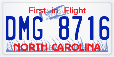 NC license plate DMG8716