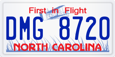 NC license plate DMG8720