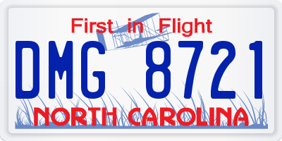 NC license plate DMG8721