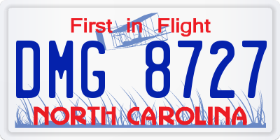 NC license plate DMG8727