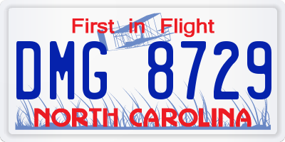 NC license plate DMG8729