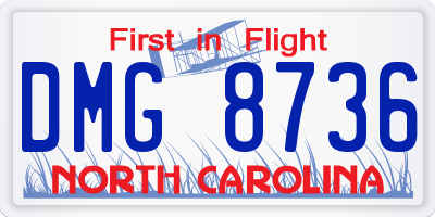 NC license plate DMG8736