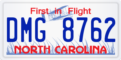 NC license plate DMG8762