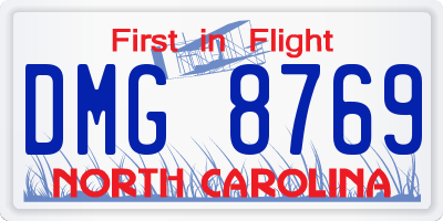 NC license plate DMG8769