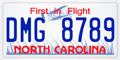 NC license plate DMG8789
