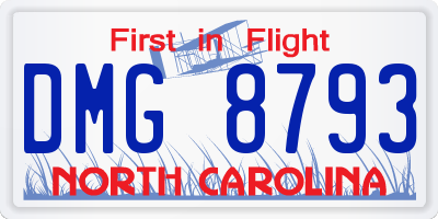 NC license plate DMG8793