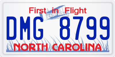 NC license plate DMG8799