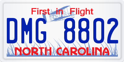 NC license plate DMG8802