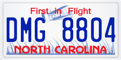 NC license plate DMG8804