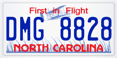 NC license plate DMG8828