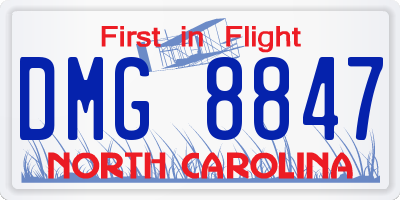 NC license plate DMG8847